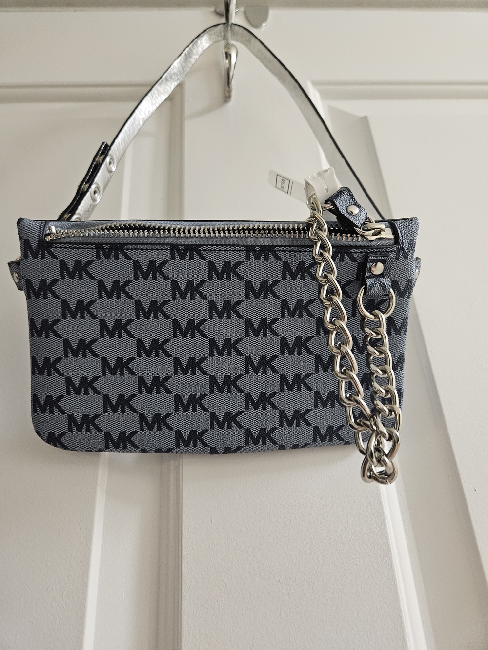 Michael Kors Blue Logo Chain-Accent Fanny Pack S